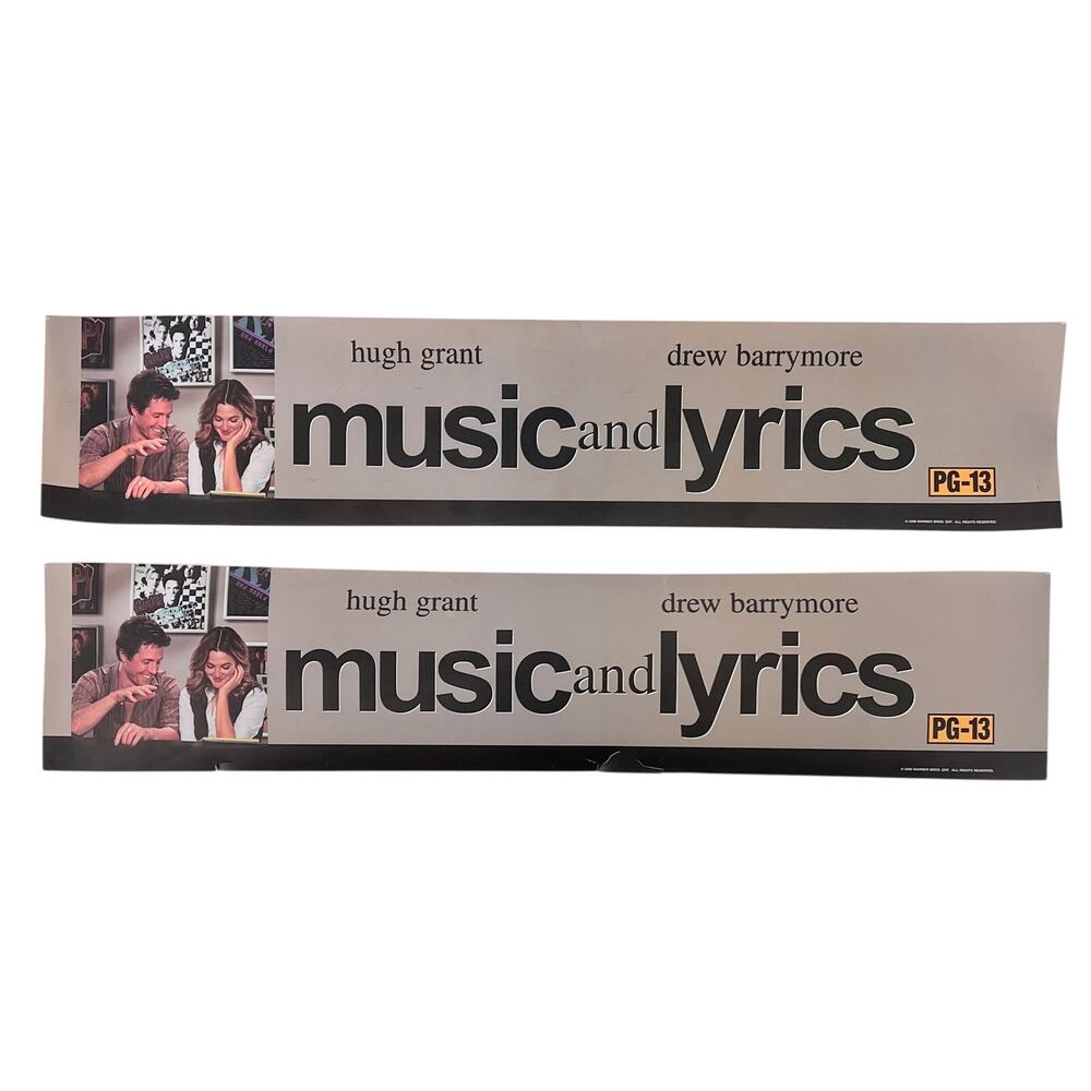 Drew Barrymore Hugh Grant Music and Lyrics Movie Theatre Sign Strips set of 2